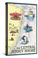 Central Jersey Shore - Nautical Chart #2-Lantern Press-Stretched Canvas