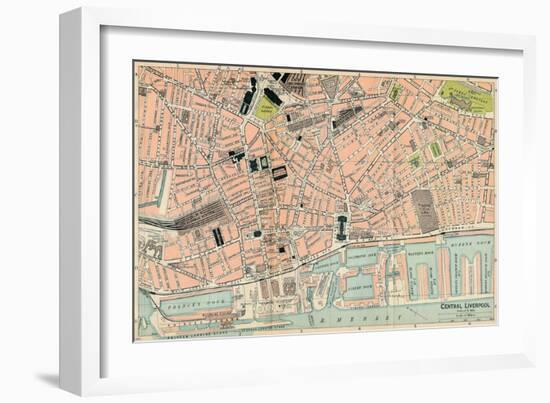 'Central Liverpool', c20th Century-John Bartholomew-Framed Giclee Print
