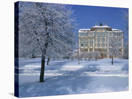 Central Naval Museum in a Snowy Winter Landscape in St. Petersburg, Russia, Europe-Christina Gascoigne-Stretched Canvas