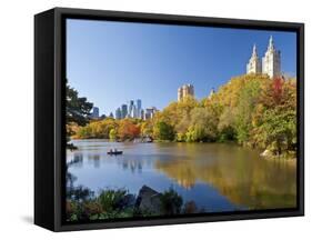 Central Park and Buildings Viewed Across Lake in Autumn, Manhattan, New York City-Gavin Hellier-Framed Stretched Canvas