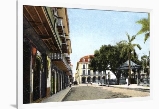 Central Park and Canal Building, Panama City, Panama, C1920S-null-Framed Giclee Print