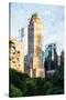 Central Park Building - In the Style of Oil Painting-Philippe Hugonnard-Stretched Canvas