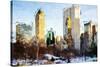 Central Park Buildings - In the Style of Oil Painting-Philippe Hugonnard-Stretched Canvas
