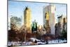 Central Park Buildings - In the Style of Oil Painting-Philippe Hugonnard-Mounted Premium Giclee Print