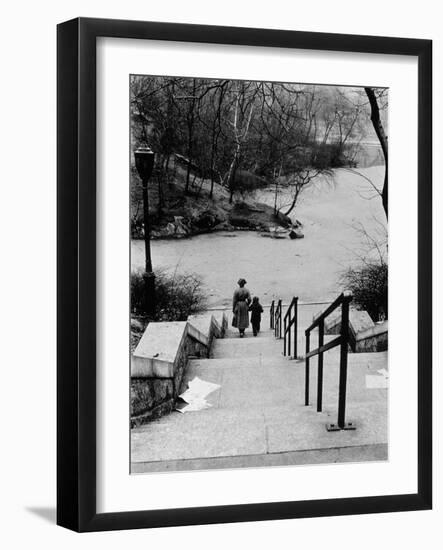 Central Park in Winter, c.1953-64-Nat Herz-Framed Premium Photographic Print