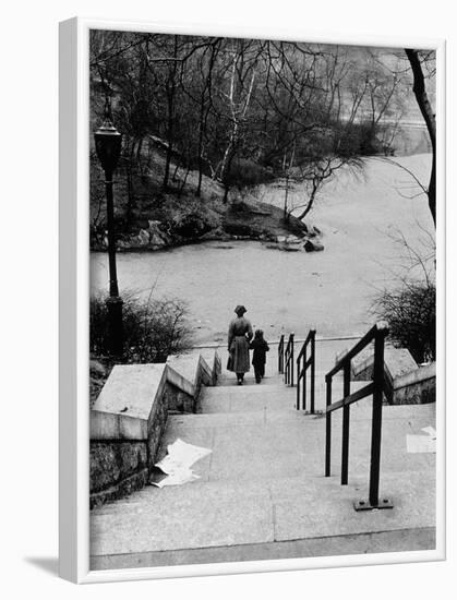 Central Park in Winter, c.1953-64-Nat Herz-Framed Photographic Print