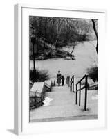 Central Park in Winter, c.1953-64-Nat Herz-Framed Photographic Print