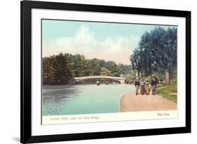 Central Park, Lake and Bow Bridge, New York-null-Framed Art Print