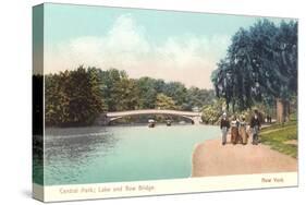 Central Park, Lake and Bow Bridge, New York-null-Stretched Canvas