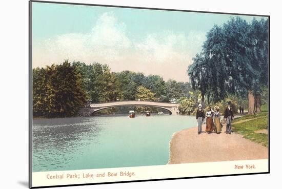 Central Park, Lake and Bow Bridge, New York-null-Mounted Art Print