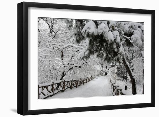 Central Park Path Deep Snow-Robert Goldwitz-Framed Photographic Print