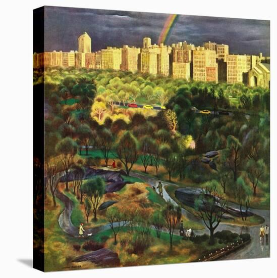 "Central Park Rainbow," April 30, 1949-John Falter-Stretched Canvas