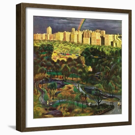 "Central Park Rainbow," April 30, 1949-John Falter-Framed Giclee Print