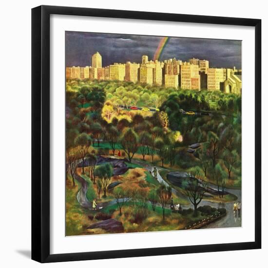 "Central Park Rainbow," April 30, 1949-John Falter-Framed Giclee Print