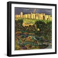 "Central Park Rainbow," April 30, 1949-John Falter-Framed Premium Giclee Print