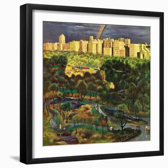 "Central Park Rainbow," April 30, 1949-John Falter-Framed Premium Giclee Print