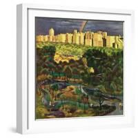 "Central Park Rainbow," April 30, 1949-John Falter-Framed Premium Giclee Print