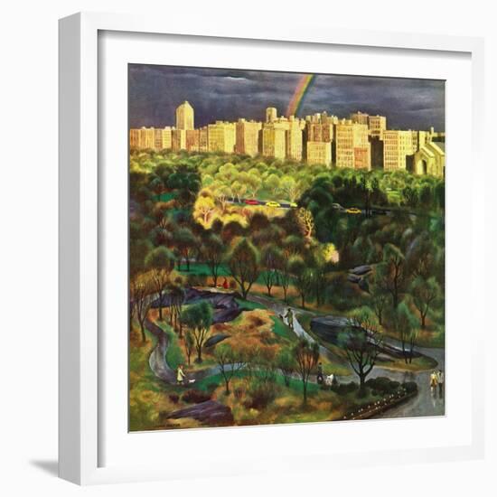 "Central Park Rainbow," April 30, 1949-John Falter-Framed Premium Giclee Print