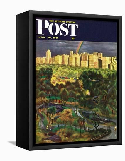 "Central Park Rainbow," Saturday Evening Post Cover, April 30, 1949-John Falter-Framed Stretched Canvas