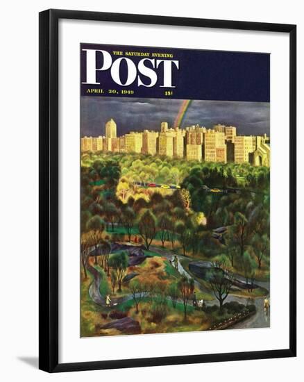 "Central Park Rainbow," Saturday Evening Post Cover, April 30, 1949-John Falter-Framed Premium Giclee Print