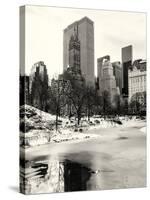 Central Park Snow at Sunset with the Frozen Pond Frozen Lake-Philippe Hugonnard-Stretched Canvas