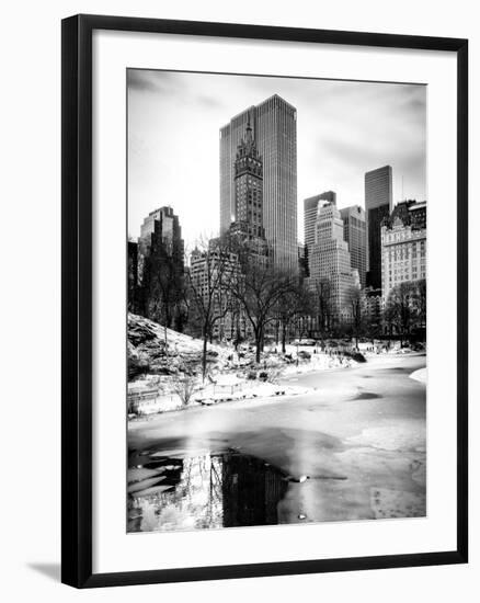 Central Park Snow at Sunset with the Frozen Pond Frozen Lake-Philippe Hugonnard-Framed Photographic Print