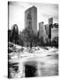 Central Park Snow at Sunset with the Frozen Pond Frozen Lake-Philippe Hugonnard-Stretched Canvas