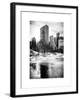 Central Park Snow at Sunset with the Frozen Pond Frozen Lake-Philippe Hugonnard-Framed Art Print