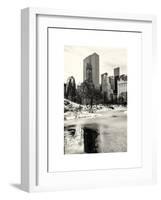 Central Park Snow at Sunset with the Frozen Pond Frozen Lake-Philippe Hugonnard-Framed Art Print