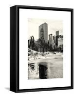 Central Park Snow at Sunset with the Frozen Pond Frozen Lake-Philippe Hugonnard-Framed Stretched Canvas