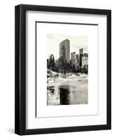 Central Park Snow at Sunset with the Frozen Pond Frozen Lake-Philippe Hugonnard-Framed Art Print