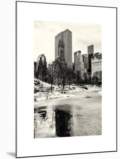 Central Park Snow at Sunset with the Frozen Pond Frozen Lake-Philippe Hugonnard-Mounted Art Print