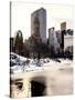 Central Park Snow at Sunset with the Frozen Pond Lake-Philippe Hugonnard-Stretched Canvas