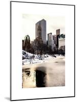 Central Park Snow at Sunset with the Frozen Pond Lake-Philippe Hugonnard-Mounted Art Print