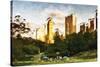 Central Park Sunset IV - In the Style of Oil Painting-Philippe Hugonnard-Stretched Canvas