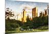 Central Park Sunset IV - In the Style of Oil Painting-Philippe Hugonnard-Mounted Giclee Print