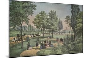 Central Park, The Drive, Currier & Ives, pub. 1862-null-Mounted Giclee Print
