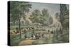 Central Park, The Drive, Currier & Ives, pub. 1862-null-Stretched Canvas