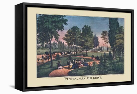 Central Park, The Drive-Currier & Ives-Framed Stretched Canvas