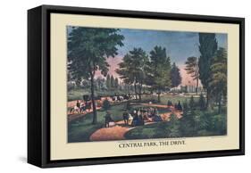 Central Park, The Drive-Currier & Ives-Framed Stretched Canvas