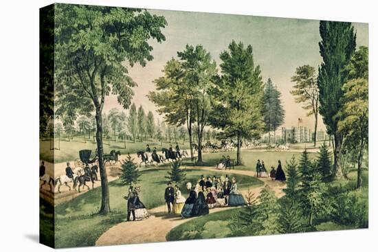 Central Park: The Drive-Currier & Ives-Stretched Canvas