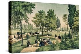 Central Park: The Drive-Currier & Ives-Stretched Canvas