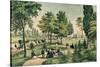 Central Park: The Drive-Currier & Ives-Stretched Canvas