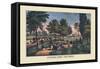 Central Park, The Drive-Currier & Ives-Framed Stretched Canvas