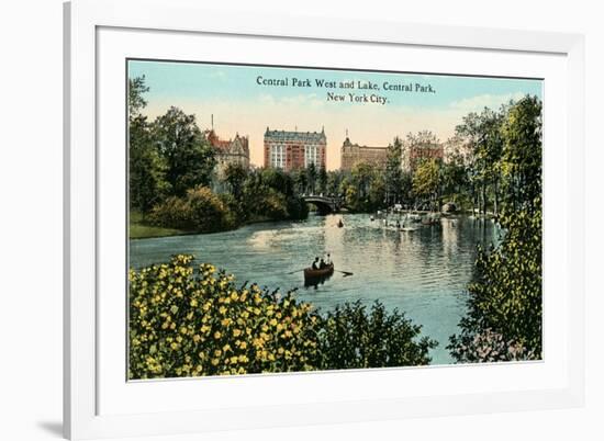 Central Park West, Lake, New York City-null-Framed Premium Giclee Print