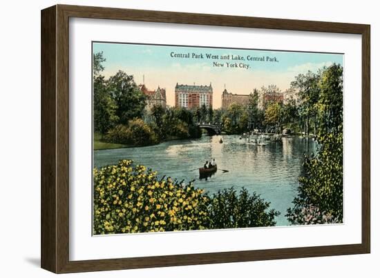 Central Park West, Lake, New York City-null-Framed Art Print