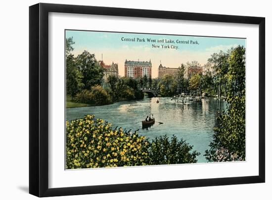 Central Park West, Lake, New York City-null-Framed Art Print