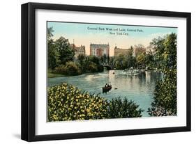 Central Park West, Lake, New York City-null-Framed Art Print