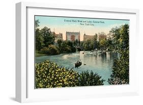 Central Park West, Lake, New York City-null-Framed Art Print