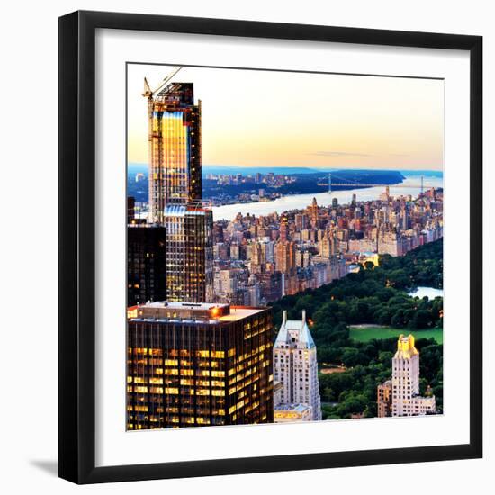 Central Park with Skyscrapers and Upper West Side Manhattan View at Sunset, New York-Philippe Hugonnard-Framed Photographic Print